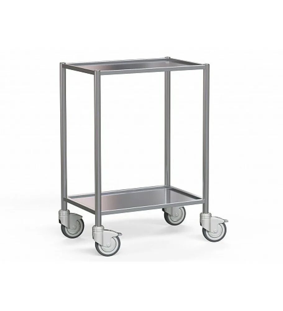 Столик медицинский Белва БТ-СТН-120 из нержавеющей стали манипуляционный процедурный для инструментов с 2 полками, на колесах