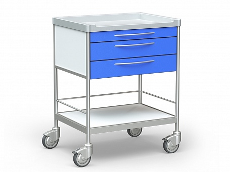 Столик-тележка медицинский процедурный Белва БТ-СТН3-338 с 2 полками и 3 выдвижными ящиками